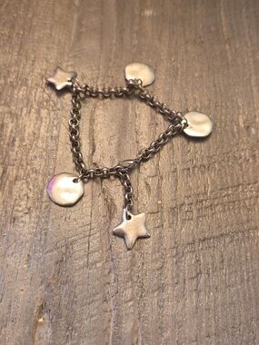 Silver Star & Disc Charm Bracelet